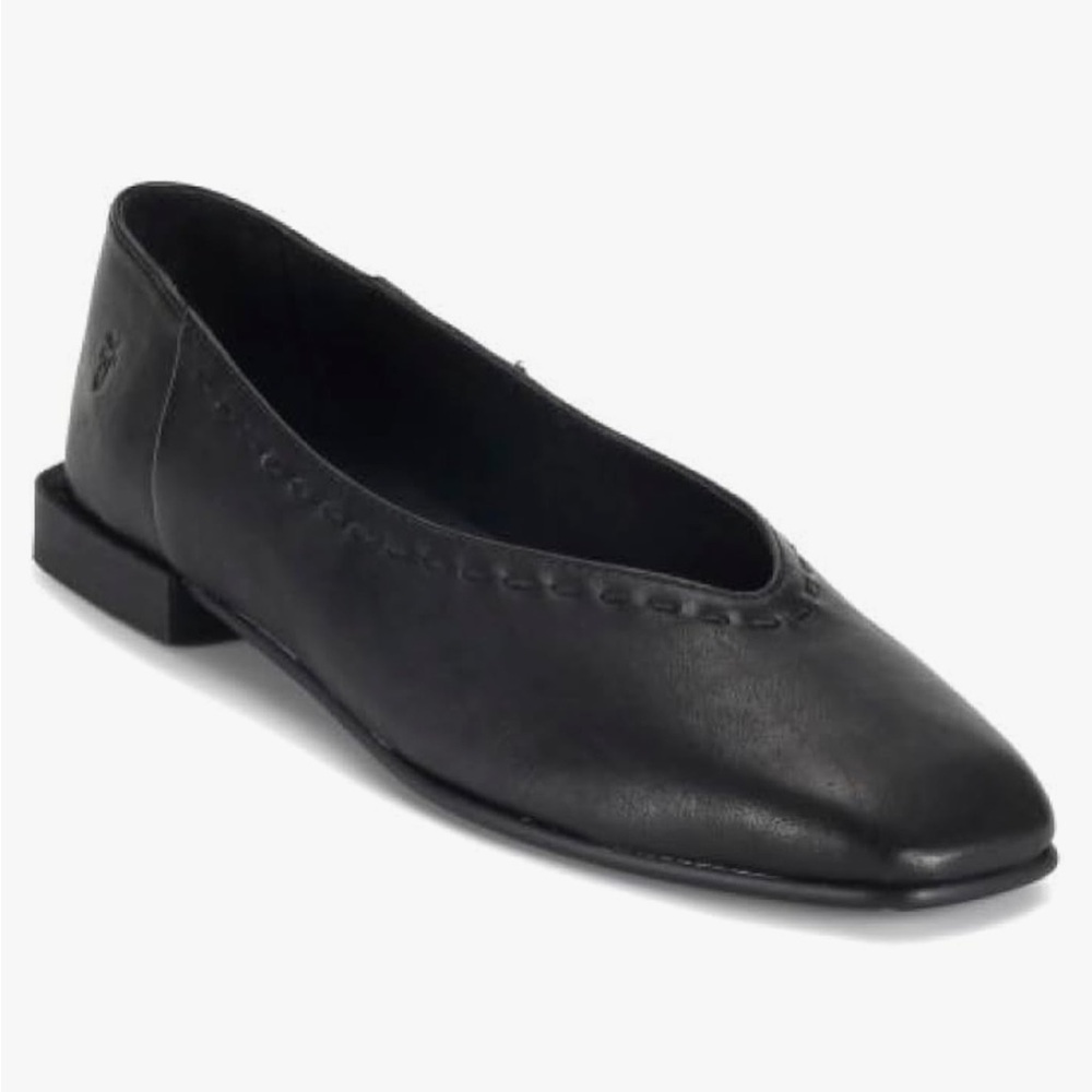 NWOT Frye Clair Leather Black Square Toe Flats Size 8